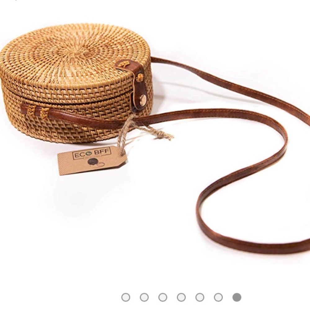 Round Natural Handwoven Crossbody Bag